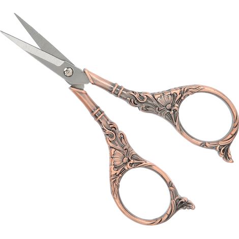 Ciseaux rétro européens pour travaux manuels, broderie au point de croix, outils de couture anciens et créatifs (cuivre (B01-003-00123)) (1/5)