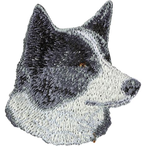 Perro Oso de Carelia: parche con forma de perro, parche bordado, decoración única para mochilas de Art-Dog (1/3)