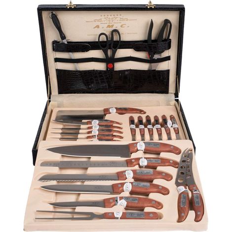 Set di posate ed accessori da 24 pezzi in acciaio inox manici in legno elegante (1/5)