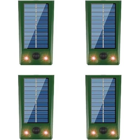 Répulsif solaire 4x pour animaux (chats, chiens, oiseaux, écureuils, ratons laveurs, lapins, renards, cerfs, etc.) avec détecteur de mouvement LED (1/5)