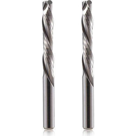 2 Pcs CNC Downcut Shank End Mill 6mm 2 Pcs Spiral Slotting Cutter 25mm Cutting Length for Acrylic, Plywood, Density Plate, PVC (1/5)