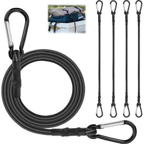 4 Pièces Tendeurs Velo Porte Bagage, 120 cm avec Crochets Corde Fixation Sangles Extérieur Tendeur Elastique en Caoutchouc pour Fixation Bagages, Camping, Vélo, Bâche et Voile Ombrage (1/5)