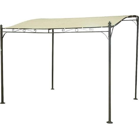 Pergola a Muro 3x2,5 mt con Telo Idrorepellente Tettoia Beige Copertura (1/4)