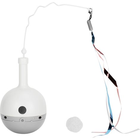 Distributeur de nourriture interactif pour chat, balle mangeuse électrique rotative automatique avec bracelet gris. (1/5)