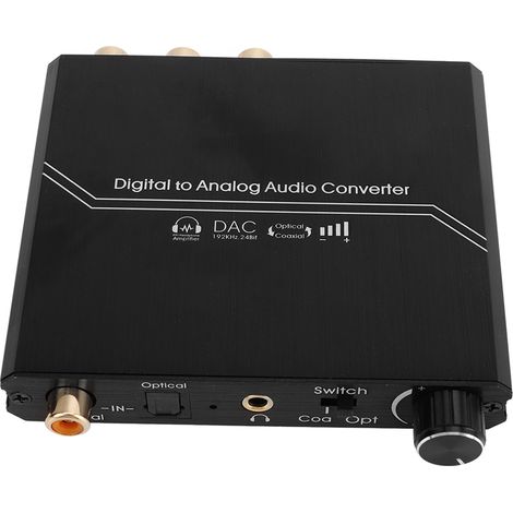 Convertisseur audio numérique-analogique 192 kHz avec réglage du volume convertisseur optique coaxial numérique vers RCA stéréo analogique (prise jack 3,5 mm). (1/5)