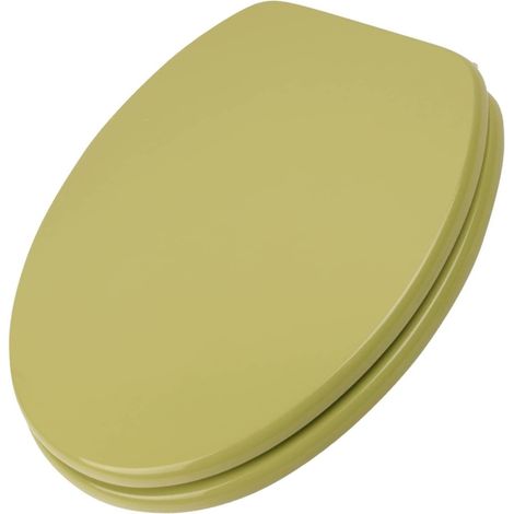 Schläfer 4638109 Sedile Copriwater, Coprivaso, Tavoletta Copri Wc, Universale "Weser" in Legno Mdf, Cerniere Regolabili in Ottone Cromato, Copritazza, Wc Universale, forma Ovale, Verde Muschio. (1/5)