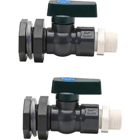 Kit de robinet en PVC 3/4 pouce pour récupérateur d'eau de pluie, avec raccord traversant et adaptateur de tuyau, anti-fissures et anti-rouille. (1/5)