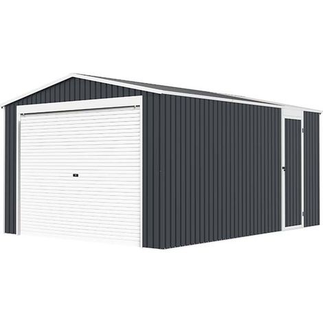 Garage eolo 338x448xh.243 cm, in lamiera zincata, doppia porta singola, struttura rinforzata