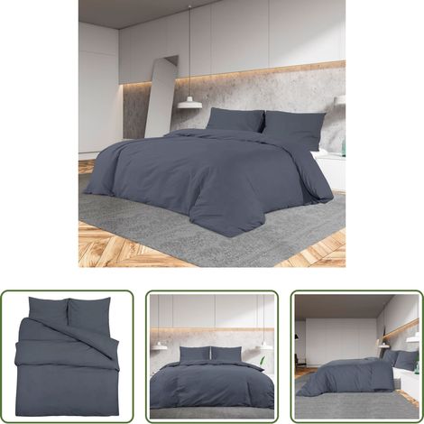 Housse de couette 100% coton - Ensemble de housse de couette Anthracite 240x220 cm Coton (1/5)