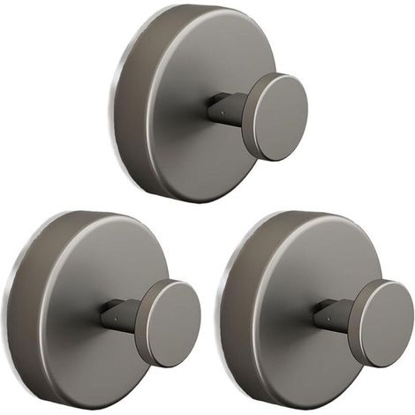 3 ganchos para toallas de color gris espacial con ventosa (1/5)