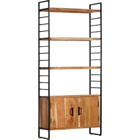 Bibliothèque à 4 niveaux Meuble de Rangement Meuble Étagère 80x30x180 cm Bois d'acacia massif 88150 (1/5)