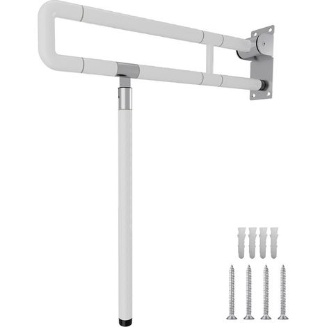 Randaco – Barre d'appui rabattable pour toilettes – Acier inoxydable – Longueur 600mm – Capacité de charge 200kg – Installation facile