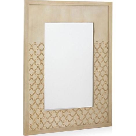 Miroir décoratif finition chêne marfil motif doré élégant - marfil doré sculpté bois clair (1/2)