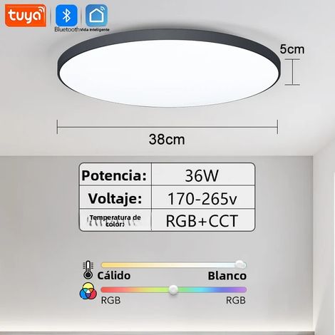 (36W Noir) Plafonnier LED intelligent, équipé d'une télécommande graffiti et d'une application, RGB dimmable, prend en charge Bluetooth et WiFi. (1/5)