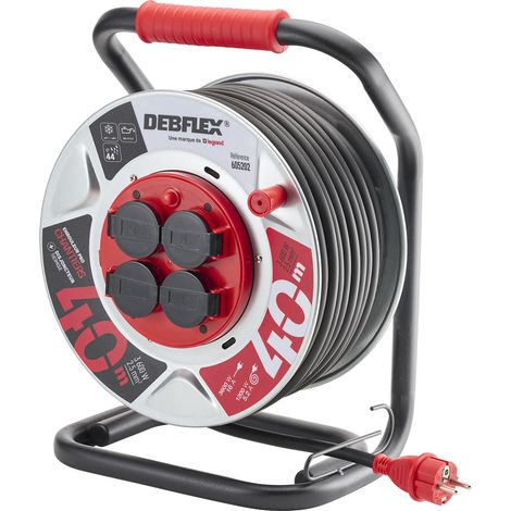 DEBFLEX -  ENROULEUR METAL HO7RN-F 3G2,5 CENTRE FIXE 4 PRISES ETANCHES IP44 40M - 605202