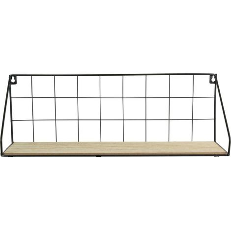 Mensola in metallo Canard nera 45x15cm MDF con rivestimento in rovere (1/3)