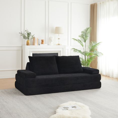 REDOM Modulsofa, frei kombinierbar, verstellbare Rücken und Armlehnen, dreieckige Rückenlehnen, Cord und Schaumstoff, Schwarz (1/5)