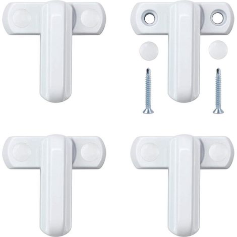 Kit sécurité fenêtres/porte PVC-UPVC, 4 pièces, verrou à charnière en zinc moulé, fixation vis (1/5)