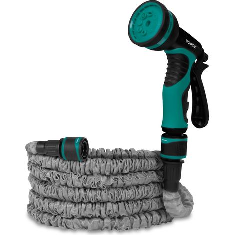 Flexibler Gartenschlauch 10 Meter - Inkl. Wandhalterung, Anschlüsse und Multisprüher