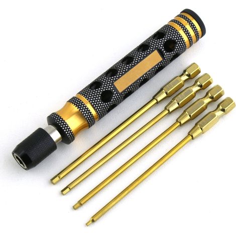 Llave hexagonal de cambio rápido (1,5/2,0/2,5/3,0 mm) para destornillador, caja de tornillos de repuesto para coche teledirigido, vehículo oruga SCX10 y barco. (1/5)