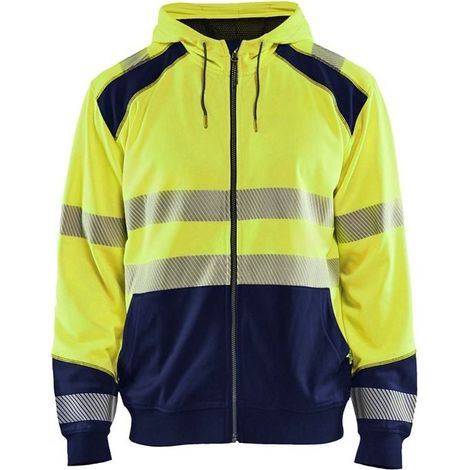 Sweat shirt à capuche haute visibilité Blaklader zippé classe 2 Jaune / Marine 3XL (1/4)