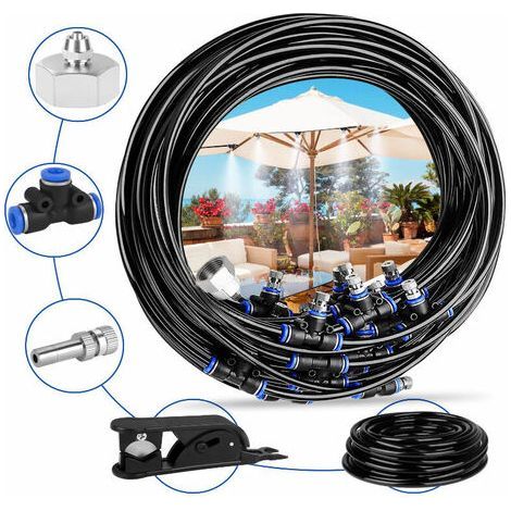 Brumisateur de Terrasse, 20M 20Buse Système de Brumisation Brumisateur Jardin Refroidissement avec Tuyau Durable et Buses Amovibles pour Jardin Terrasse Trampoline Serre (1/4)