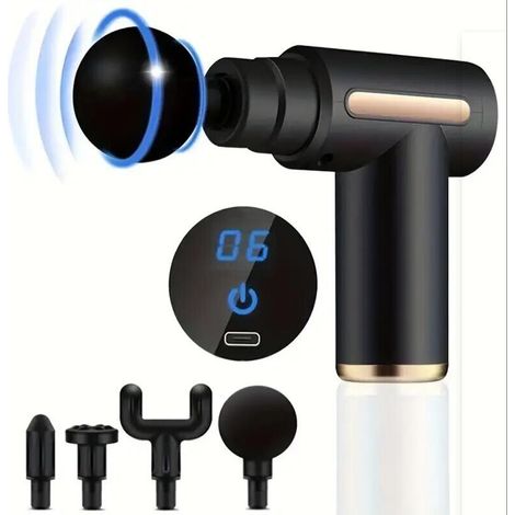 Pistolet de massage électrique pour les fascias (noir, 6 vitesses) avec masseur à percussion (1/5)