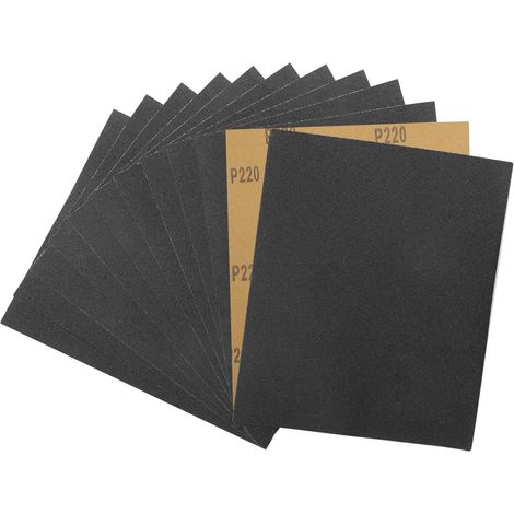 Papier de Verre,Abrasif 220 Grain Utilisé pour polir le métal le bois les voiture,15 Pcs Poncer 230x280 mm (1/5)