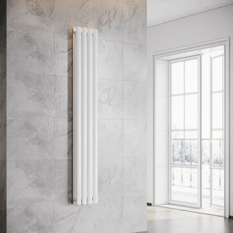 SONNI Design Pannello Radiatore Tubi 1600 x 236 mm Bianco Doppio Strato Radiatore Bagno Collegamento Centrale Tubi Verticali Radiatore (1/5)