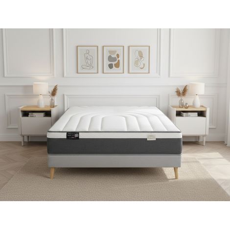 BOBOCHIC - Ensemble matelas hybride ressorts ensachés et mousse à mémoire de forme EYLAU + sommier BOBOCHIC x SIMMONS ®  140x190
