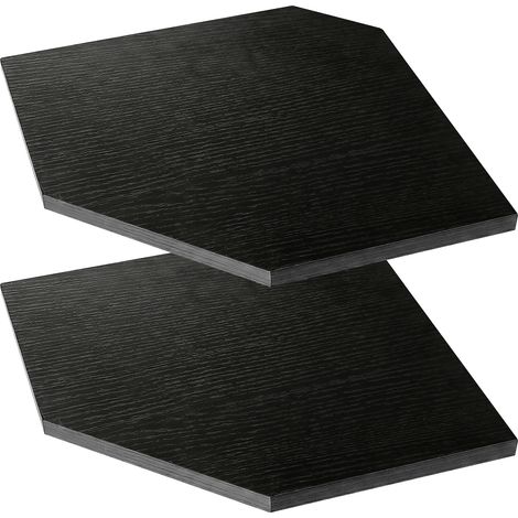 Levede 2 Pack Floating Corner Shelves Cable Cut-Out Wall Mounted Storage Black (1/5)