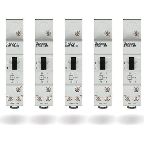 5x Theben 3120120 OKTO S12-230 Stromstoßschalter I Stromstoßrelais I 230V I Elektromechanisch I DIN-Schiene I Hutschiene I 1 Schließer I LED BIS 200W I Lichtsteuerung (1/5)