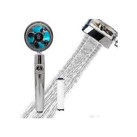 Einfach zu installierender Turbo-Ventilator-Duschkopf mit Hydro-Jet-Technologie, hohem Wasserdruck mit Ein-Knopf-Wasserstopp, einstellbarem Wasserdurchfluss, robustem und stilvollem ABS-Material. (1/5)