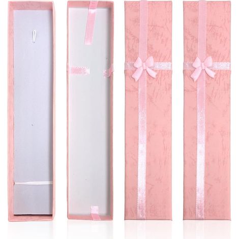 Coffret Cadeau Bijoux Rose 3 pièces, boîte bracelet collier nœud rangement exquis