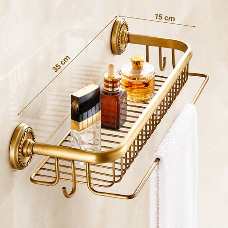 Étagère murale matériau tout cuivre panier carré en grille Barcelone avec barre simple 35 cm 5 kg – Livraison gratuite (1/5)