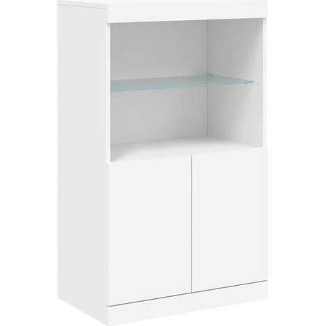 Buffet de Cuisine avec Éclairage LED Intégré, Meuble Rangement 60,5x37x100 cm, Placard de Salle à Manger Moderne avec Portes et Étagères (1/5)