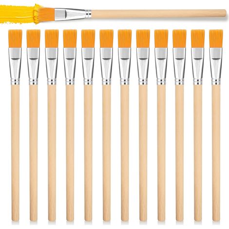 Lot de 12 Pinceaux de Colle, 12mm Pinceau à Flux Manche en Bois, Brosses de Nettoyage de Détails pour Soudure, Artisanat DIY et Peinture (1/5)