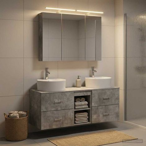 vidaXL Juego de muebles de baño 4 uds. Gris Hormigón (1/5)