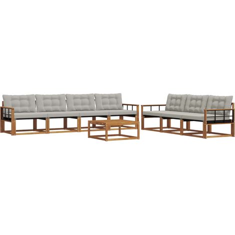 Conjunto de sofás de exterior 8 pcs Gris Natural y Claro vidaXL (1/5)