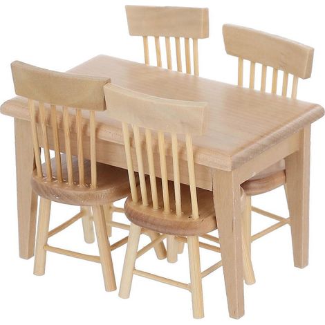 Miniatur-Puppenhausmöbelset: Miniaturtisch und -stühle, inklusive Zubehör. – 10,00 x 7,00 x 7,00 cm – Verschiedene Farben (1/4)