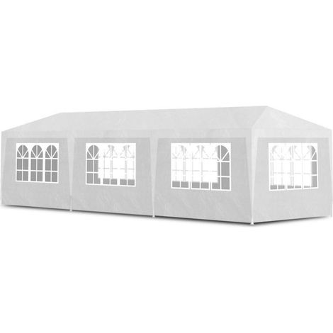 Carpa pabellón comercial de jardín, 3x9 m, 8 paredes, blanco, MultiGarden