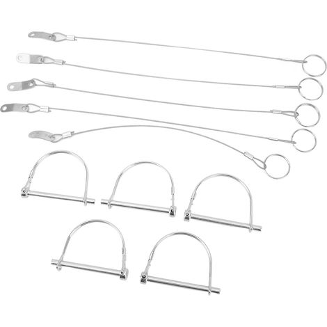Lot de 5 broches de sécurité arquées avec chaîne anti-perte, axe en acier inoxydable 6 x 70 mm, goupille de verrouillage pour remorque, camion, quad et UTV (1/5)