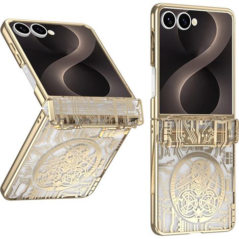 Étui pour Samsung Galaxy Z Flip 8, Mechanical Legend, avec verre de protection pour écran externe, or (1/5)