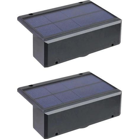 (Lumière chaude - Lot de 2 lampes) Appliques murales solaires carrées d'extérieur, sans fil, étanches IP65, compatibles avec les jardins. (1/5)