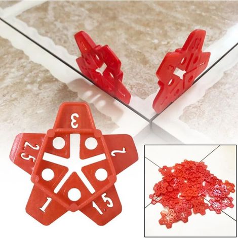 Lot de 50 pcsCroisillon Carrelage Autonivelant,Croisillon,5 in 1 Star Joint Spacer , pour des joints de 1 mm à 3 mm avec des cr (1/4)