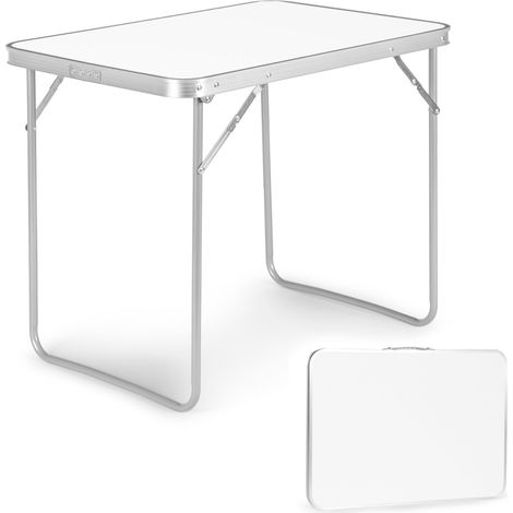 Touristentisch, Picknicktisch, klappbare Platte, 80x60 cm, weiß