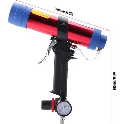 Pneumatische Heißklebepistole mit einstellbarer Geschwindigkeit, Manometer und 310 ml Hartklebeband (1/5)