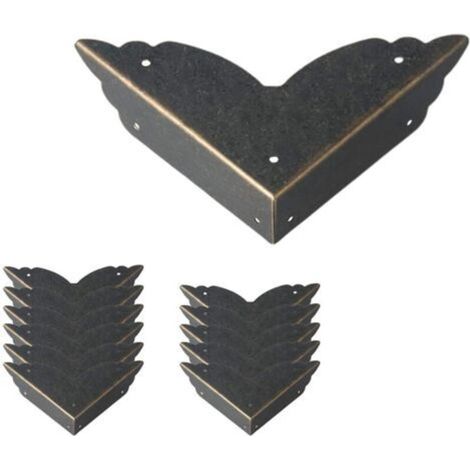 Pr 12 Pcs Vintage Metal Corner Protectors Antique Style Furniture Edge Protectors for Table Chest Jewelry Box (1/5)