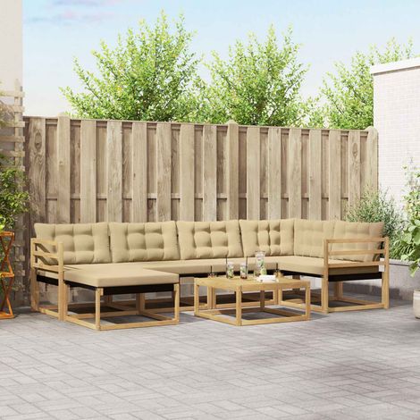vidaXL Outdoor-Sofagarnitur 7 pcs Weiß und Beige 79 x 79 x 37 cm (1/5)
