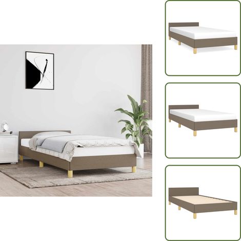 Cama de tela - vidaXL Estructura de cama con cabecero sin colchón tela taupe 80x200cm - Cama de madera contrachapada